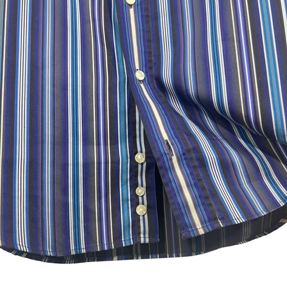 Etro Men's Button-Down Shirt Blue Striped Long Sleeves Size 37 See Measurements - Picture 7 of 14